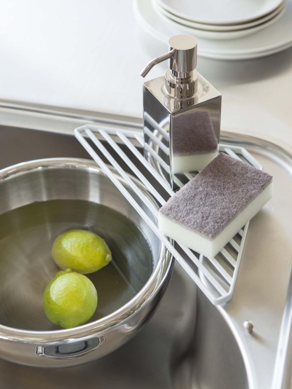 Yamazaki Home Corner Sink Drainer, Steel, Water Resistant